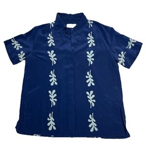 Matteau Silk Floral Print Button Up Camp Shirt Top  AU 10 / US 6 Luxury Resort